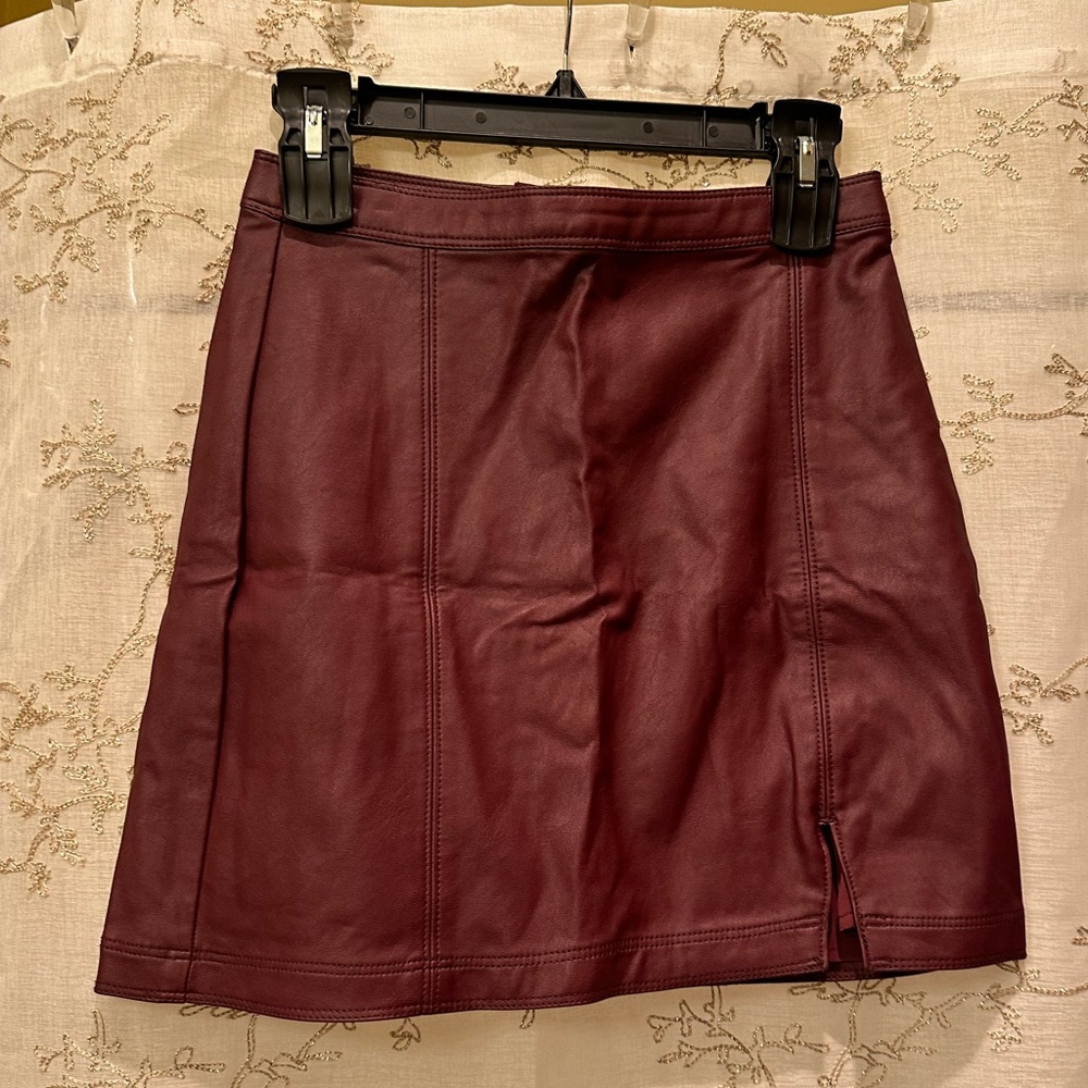 Abercrombie Maroon Faux Leather Skirt
